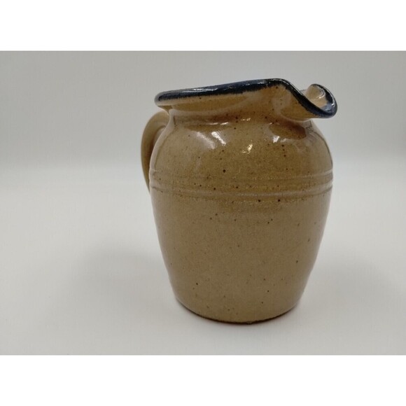 MAHON POTTERY Mini 4" Pitcher Handle Floral Design salt glaze Vintage - Picture 3 of 11